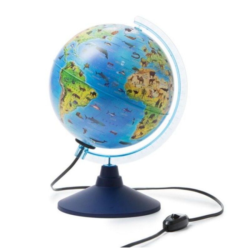 Интерактивный глобус зоогеографический детский с подсветкой 250 мм