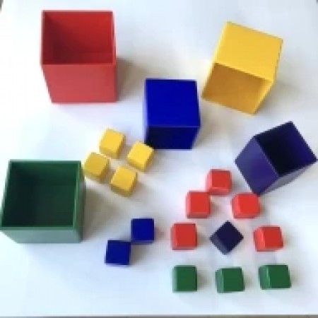 Коробочки радужные 5 в 1 (11, 10, 9, 8, 7 см), кубики радужные 3,5 см (15 шт) 