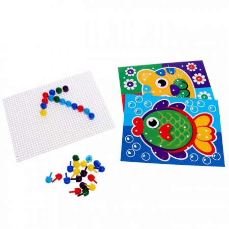 Мозаика круглая, 60 элементов с карточками, 6 цветов