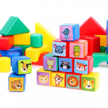 Набор цветных кубиков, «Животные», 38 элементов, 4х4 см