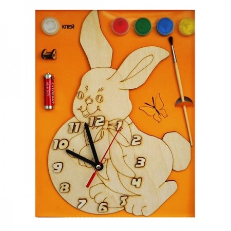 Часы с циферблатом под роспись "Зайка" с красками 