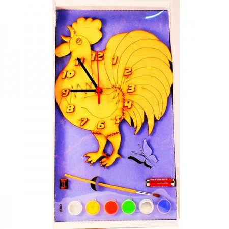 Часы с циферблатом под роспись "Петух" с красками 