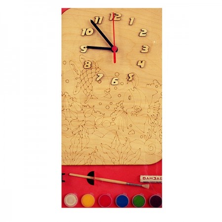 Часы с циферблатом под роспись "Рыбки" с красками 