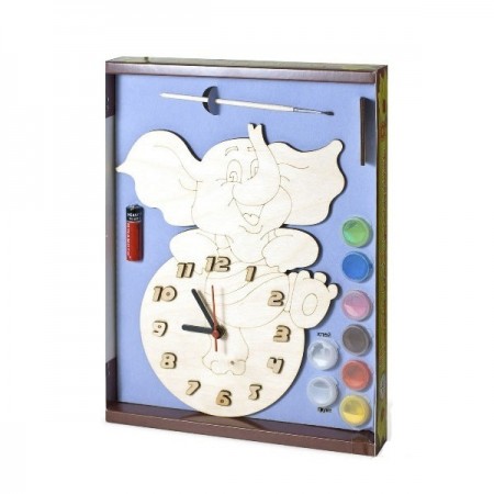 Часы с циферблатом под роспись "Слоник" с красками 