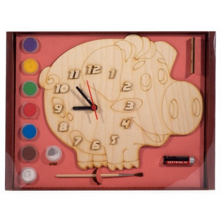 Часы с циферблатом под роспись символ года 2019 "Поросенок" с красками 