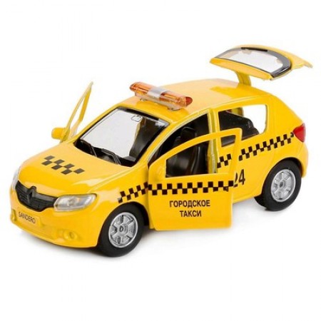 Машина металл «Renault Sandero такси» 12см, открываются двери