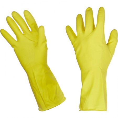 Перчатки резиновыеl латекс хлопковое напыление желтые