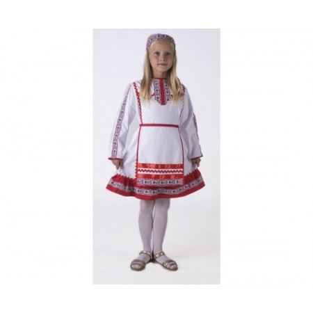 Марийский национальный костюм (девочка) (платье + фартук + головной убор)