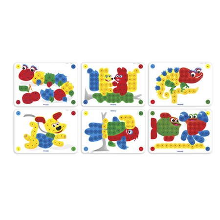  Набор из 6 картинок для мозаики 20мм Животные (основные цвета) Pegs 20mm: 6 Patterns Pack (Animals) 30х21см