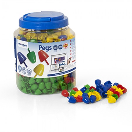  Мозаика 20мм (650 элементов) основные цвета Pegs 10mm (650 pieces) в контейнере