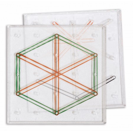 Набор развивающий 6 геометрических пластин с резинками прозрачные (6 пластин 15см, 120 резиночек)