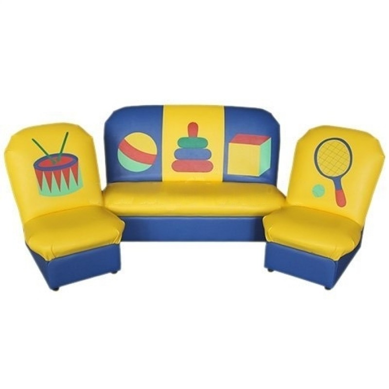 «Аппликация» комплект детской мягкой мебели Игрушки сине-желтый