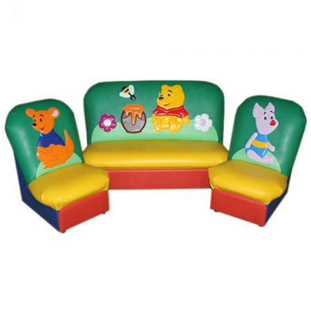 «Сказка» комплект детской мягкой мебели Медвежонок и мёд зелено-желтый  