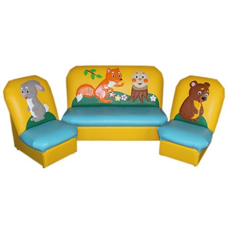 «Сказка» комплект детской мягкой мебели Колобок желто голубой 