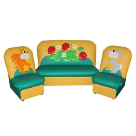 «Сказка» комплект детской мягкой мебели Полянка желто-зеленый 