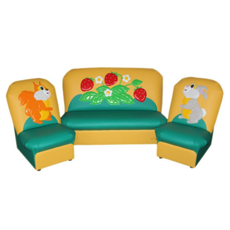 «Сказка» комплект детской мягкой мебели Полянка желто-зеленый 