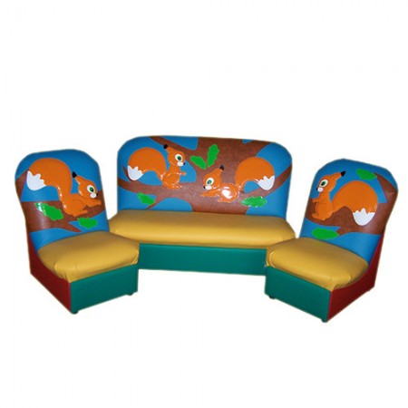 «Сказка» комплект детской мягкой мебели Белочки голубо-желтый 