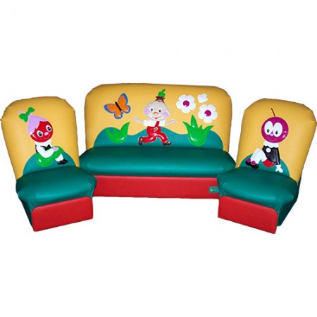 «Сказка» комплект детской мягкой мебели Луковый человечек желто-зеленый В комплекте: диван 1 шт., кресло 2 шт. 