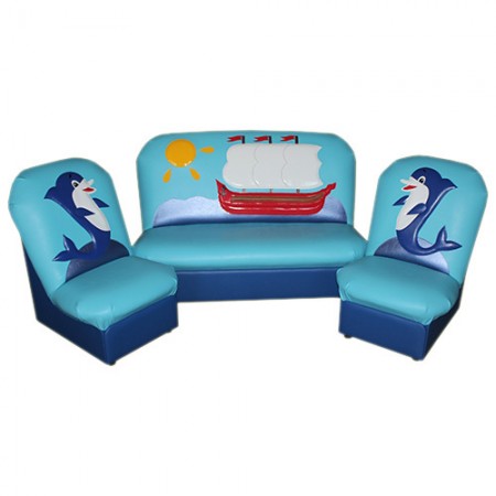 «Сказка» комплект детской мягкой мебели Корабль голубой 
