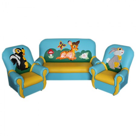 
"Сказка-люкс" комплект детской мягкой мебели Олененок голубо-желтый  