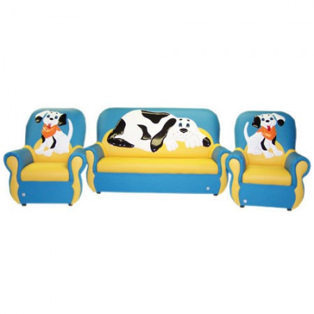 
"Сказка люкс" комплект детской мягкой мебели Далматин голубо-желтый. 