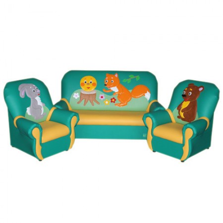 
"Сказка люкс" комплект детской мягкой мебели Колобок зелено-желтый. 
