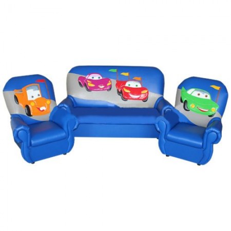 "Сказка люкс" комплект детской мягкой мебели Машинки синий.