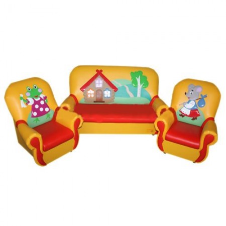 
"Сказка-люкс" комплект детской мягкой мебели Теремок желто-красный 