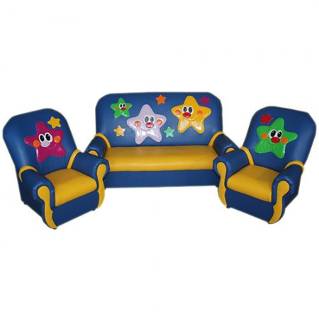 "Сказка-люкс" комплект детской мягкой мебели "Звездочки" сине-желтый. 
