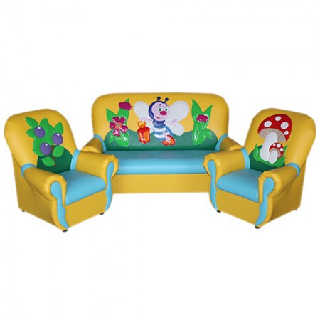 
"Сказка-люкс" комплект детской мягкой мебели " Мотылек желто-голубой