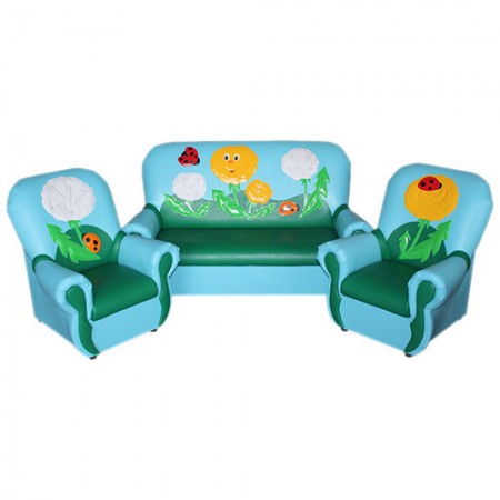 "Сказка-люкс" комплект детской мягкой мебели " Одуванчик голубо-зеленый. 