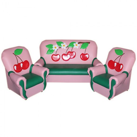 
"Сказка люкс" комплект детской мягкой мебели Вишенки розово-зеленый. 