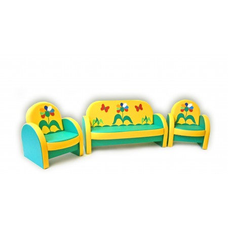 
"Малыш с аппликацией" комплект детской мягкой мебели Семицветик желто-салатовый. 