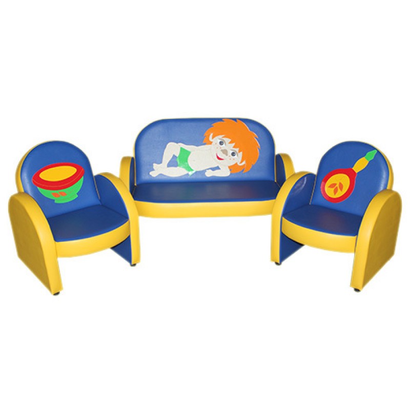 

"Малыш с аппликацией" комплект детской мягкой мебели Антошка сине-желтый. 