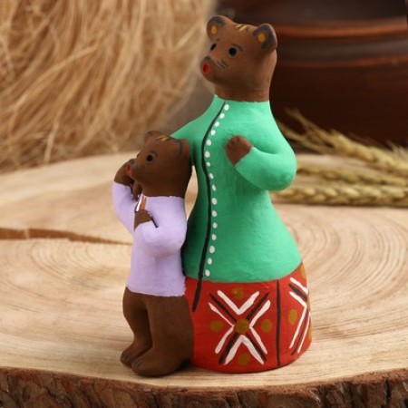 Медведица с медвежонком", каргопольская игрушка