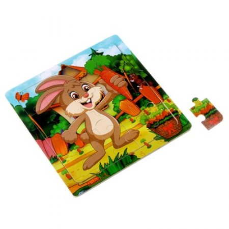 Детский деревянный пазл «Заяц» 15 × 15 × 0,6 см