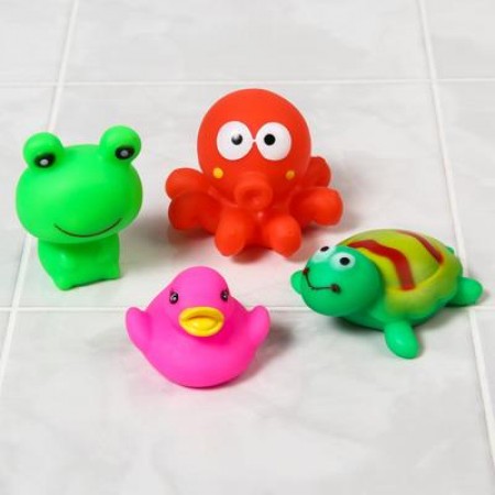 Набор игрушек для игры в ванне «Весёлые друзья», с пищалкой, 4 шт