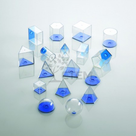 Набор геометрический  5 см (прозрачная  пластмасса, 17 фигур)