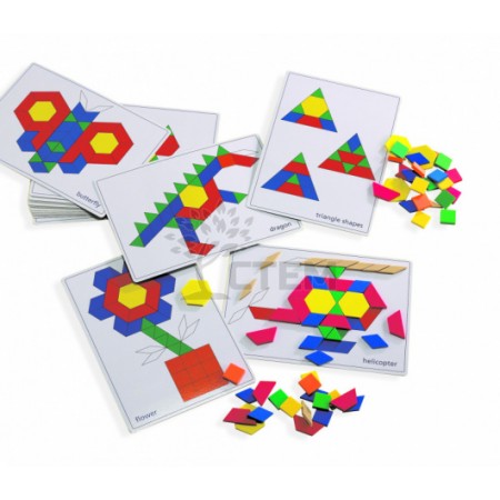 Пособие - карточки для мозаики "Геометрические фигуры" (размер А4, 20 досок)