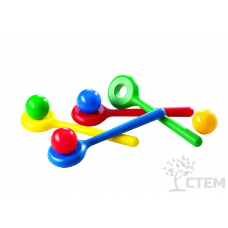 Набор игровой "Поймай шарик" (лопатка 34 см, шарик 70 мм, 4 штуки, 4 цвета)
